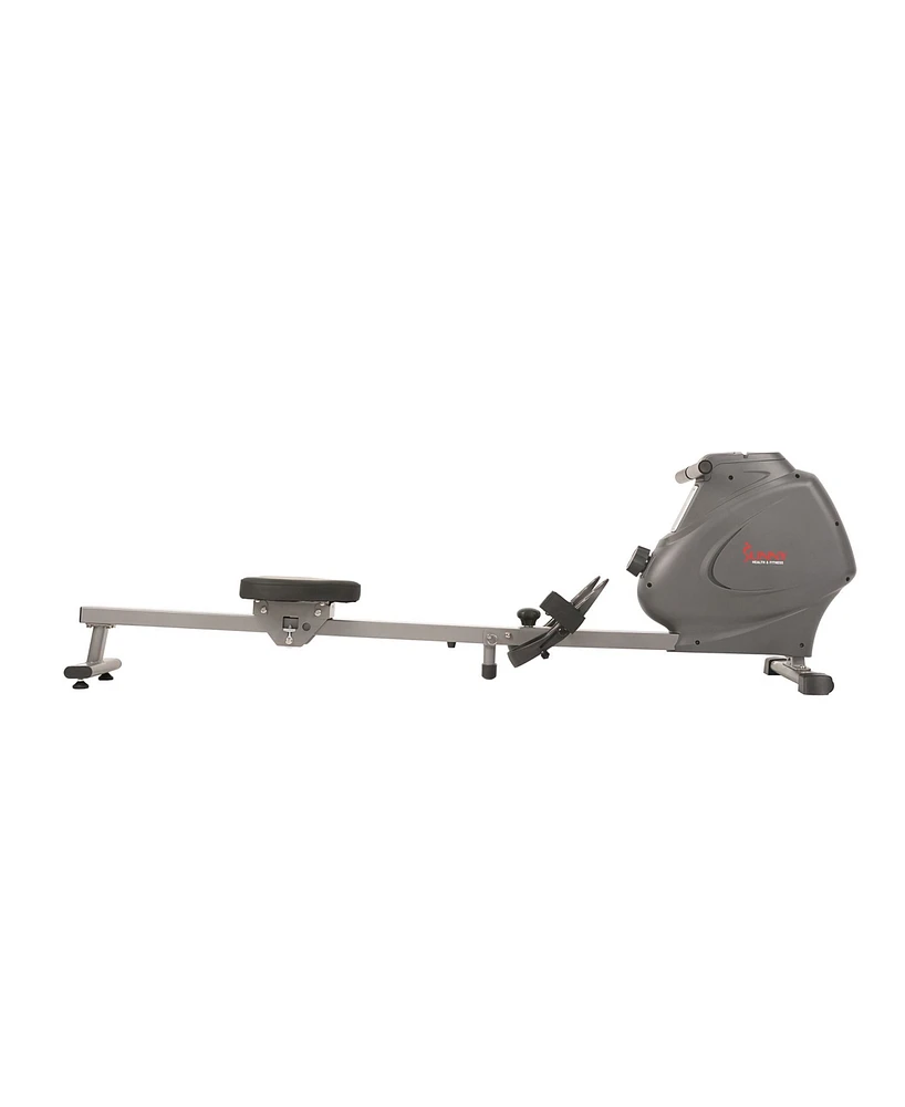 Sunny Health & Fitness Compact Folding Magnetic Rowing Machine with Lcd Monitor, Bottle Holder, 43 Inch Slide Rail, 285 Lb Max Weight