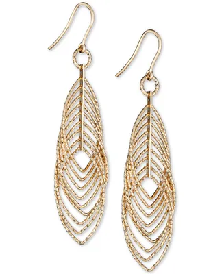 Textured Marquise Multi-Ring Drop Earrings in 14k Gold-Plated Sterling Silver