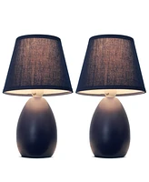 Simple Designs Mini Egg Oval Ceramic Table Lamp 2 Pack Set