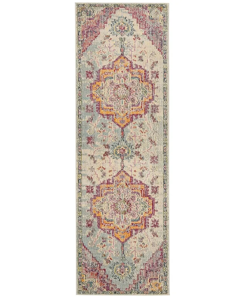 Safavieh Crystal CRS501 Light Blue and Fuchsia 2'2" x 9' Runner Area Rug