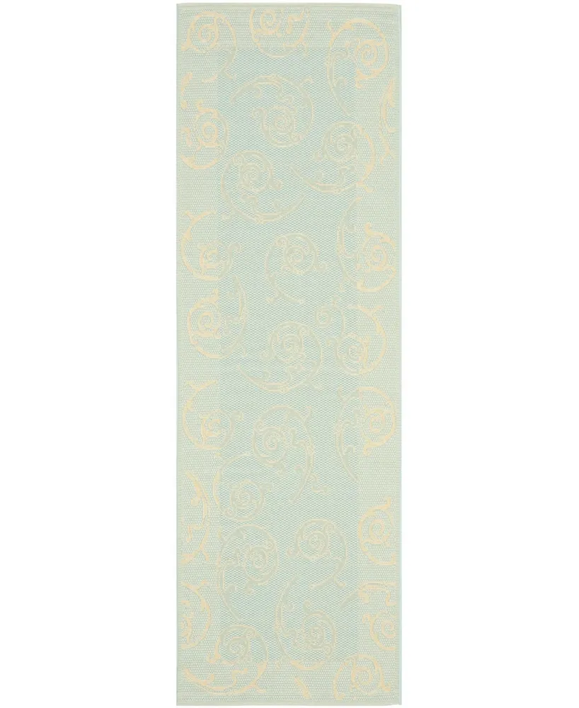 Safavieh Courtyard CY6108 Aqua and Cream 2'3" x 10' Runner Outdoor Area Rug