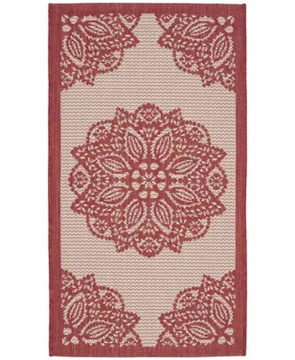 Safavieh Courtyard CY6139 Beige and Red 2'7" x 5' Sisal Weave Outdoor Area Rug