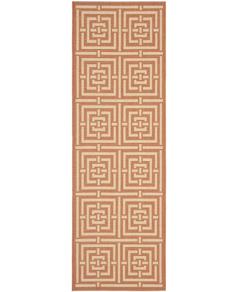 Safavieh Courtyard CY6937 Terracotta and Cream 2'3" x 10' Runner Outdoor Area Rug