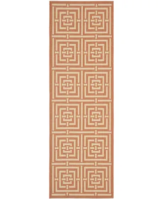 Safavieh Courtyard CY6937 Terracotta and Cream 2'3" x 10' Runner Outdoor Area Rug