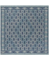 Safavieh Courtyard CY8531 Navy and Aqua 5'3" x 5'3" Sisal Weave Square Outdoor Area Rug