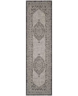 Safavieh Courtyard CY8751 Light Grey and Black 2'3" x 12' Sisal Weave Runner Outdoor Area Rug