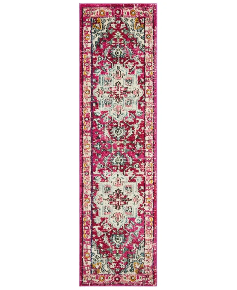 Safavieh Monaco MNC250 Fuchsia and Light Blue 2'2" x 12' Runner Area Rug