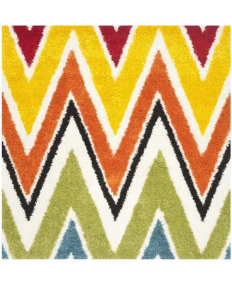 Safavieh Shag Kids SGK567 Ivory and Multi 6'7" x 6'7" Square Area Rug