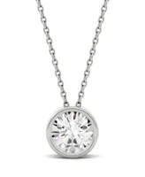Moissanite Bezel Solitaire Pendant 1 2 Ct T.W. 1 Ct. T.W. Diamond Equivalent In 14k White Or Yellow Gold
