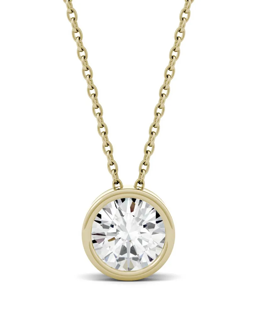 Moissanite Bezel Solitaire Pendant (1/2 ct. t.w. Diamond Equivalent) 14k White or Yellow Gold