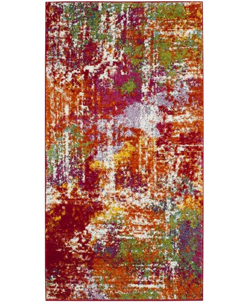 Safavieh Watercolor WTC695 Orange and Green 2'7" x 5' Area Rug