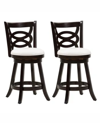 Corliving Counter Height Wood Barstools with Leatherette Seat and Circular Design, Set of 2