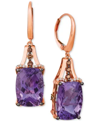Le Vian Grape Amethyst (12 ct. t.w.) & Diamond (3/8 ct. t.w.) Drop Earrings in 14k Rose Gold