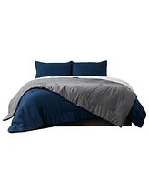 Reversible Brushed Microfiber Plush Down-Alternative Comforter 3 Piece Set