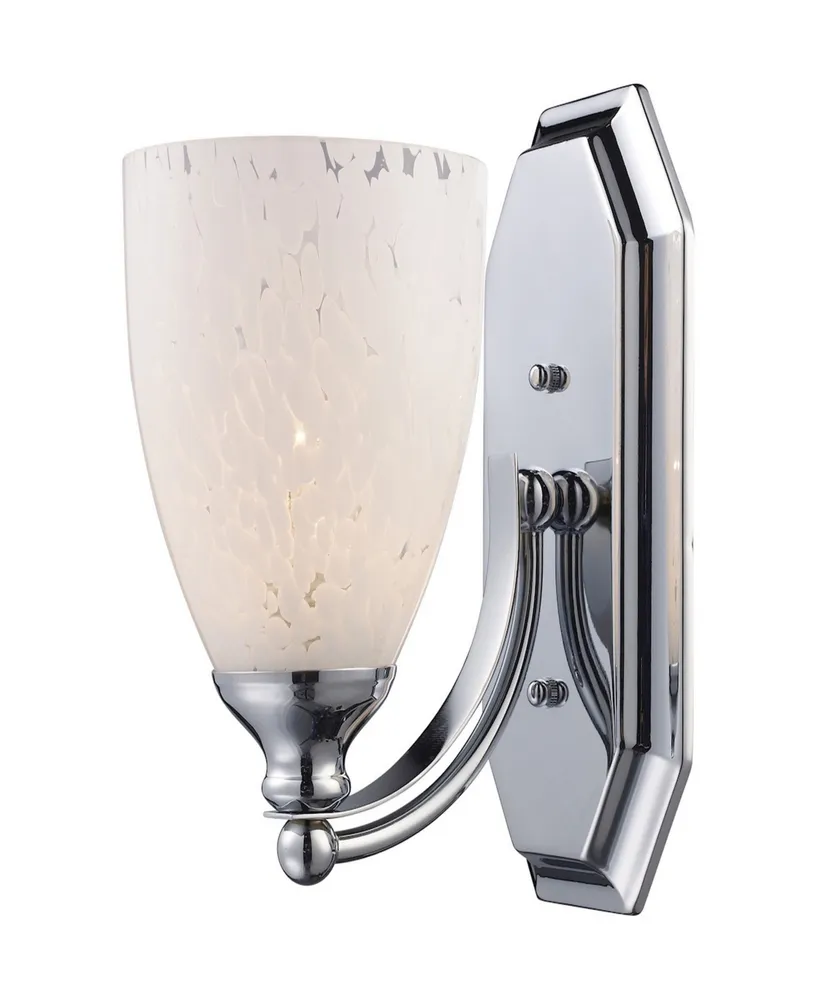 Vanity 1 Light Chrome Finish with Snow White Glass