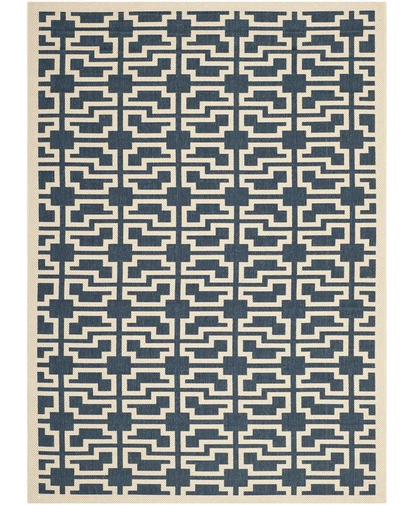 Safavieh Courtyard MSR5424 Navy and Beige 4' x 5'7" Sisal Weave Outdoor Area Rug