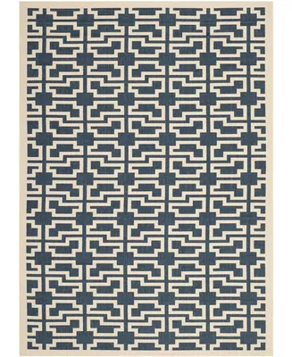 Safavieh Courtyard MSR5424 Navy and Beige 4' x 5'7" Sisal Weave Outdoor Area Rug