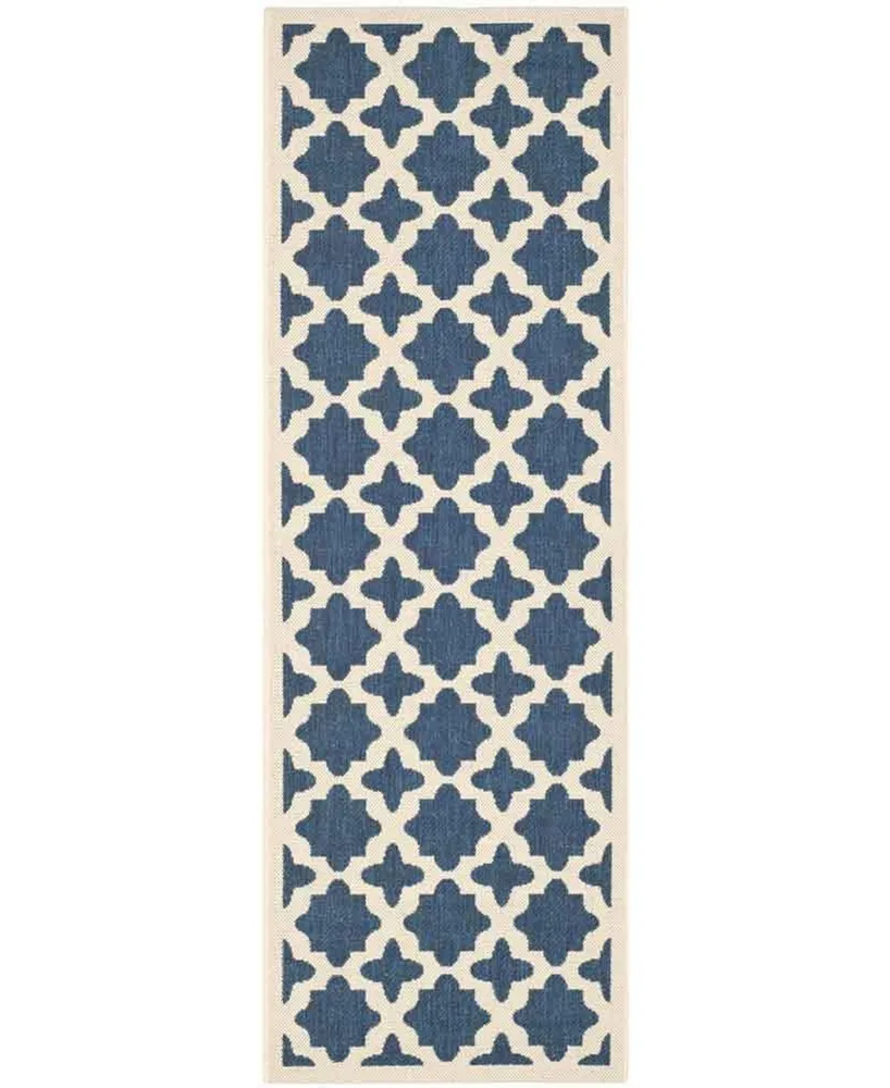 Safavieh Courtyard CY6913 Navy and Beige 2'3" x 10' Sisal Weave Runner Outdoor Area Rug