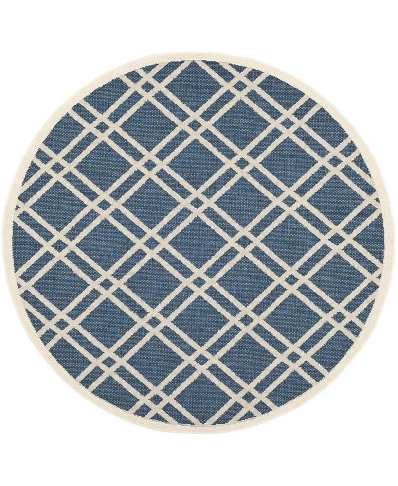 Safavieh Courtyard CY6923 Navy and Beige 6'7" x 6'7" Sisal Weave Round Outdoor Area Rug