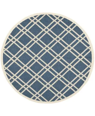 Safavieh Courtyard CY6923 Navy and Beige 6'7" x 6'7" Sisal Weave Round Outdoor Area Rug