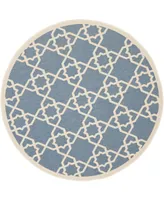 Safavieh Courtyard CY6032 Blue and Beige 6'7" x 6'7" Sisal Weave Round Outdoor Area Rug