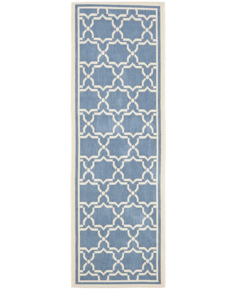 Safavieh Courtyard CY6916 Blue and Beige 2'3" x 10' Sisal Weave Runner Outdoor Area Rug