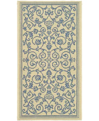 Safavieh Courtyard CY2098 Natural and Blue 2'3" x 12' Sisal Weave Runner Outdoor Area Rug