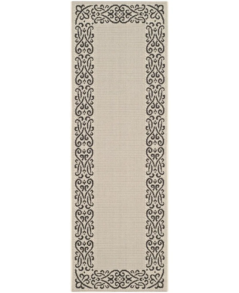 Safavieh Courtyard CY1588 Sand and Black 6'7" x 6'7" Square Outdoor Area Rug