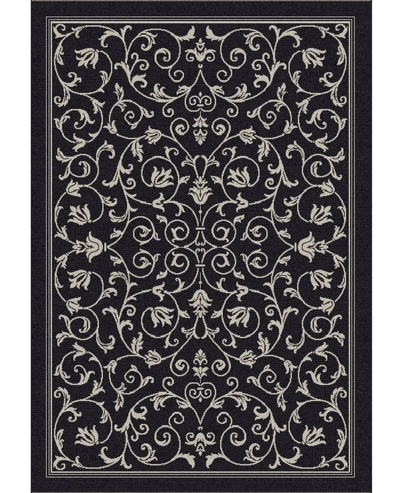 Safavieh Courtyard CY2098 Black and Sand 7'10" x 7'10" Sisal Weave Round Outdoor Area Rug