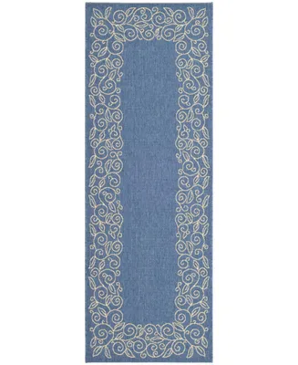 Safavieh Courtyard CY5139 Blue and Beige 2'3" x 10' Runner Outdoor Area Rug