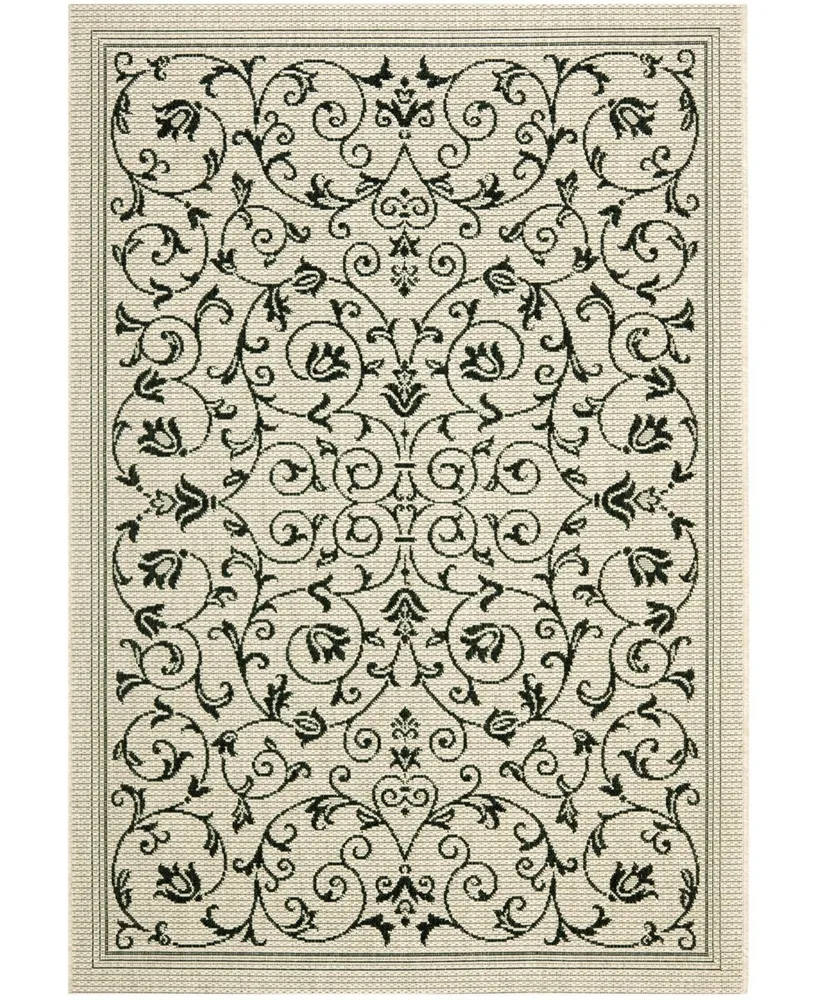 Safavieh Courtyard CY2098 Sand and Black 7'10" x 7'10" Square Outdoor Area Rug