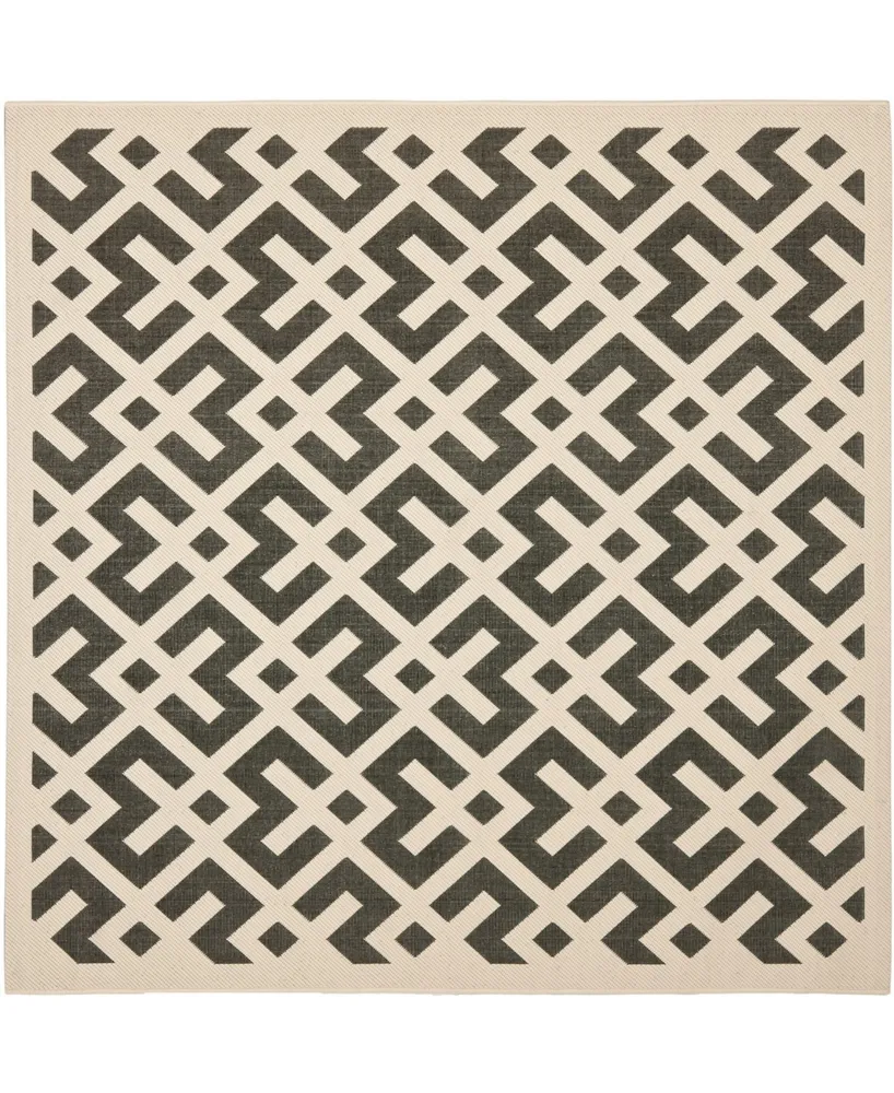 Safavieh Courtyard CY6915 Black and Beige 7'10" x 7'10" Sisal Weave Square Outdoor Area Rug