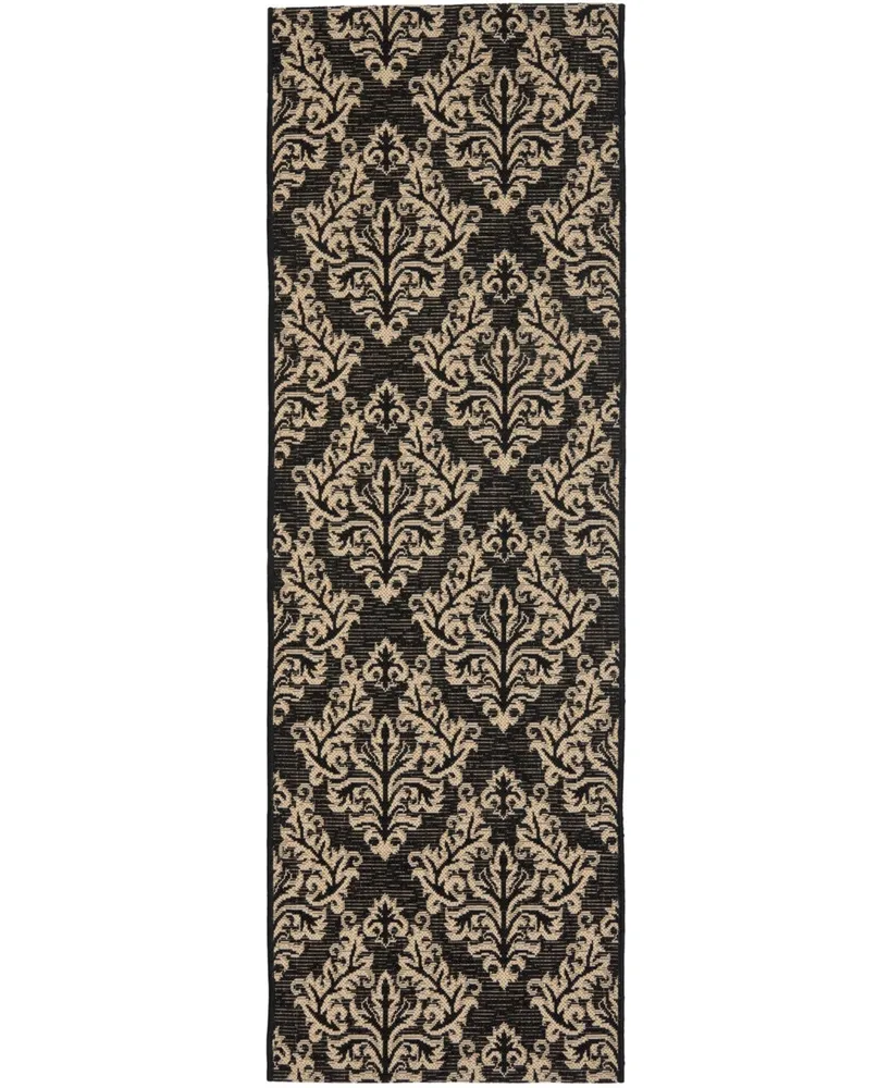 Safavieh Courtyard CY6930 Black and Creme 2'3" x 8' Runner Outdoor Area Rug