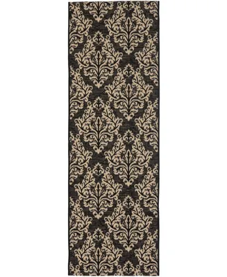 Safavieh Courtyard CY6930 Black and Creme 2'3" x 8' Runner Outdoor Area Rug