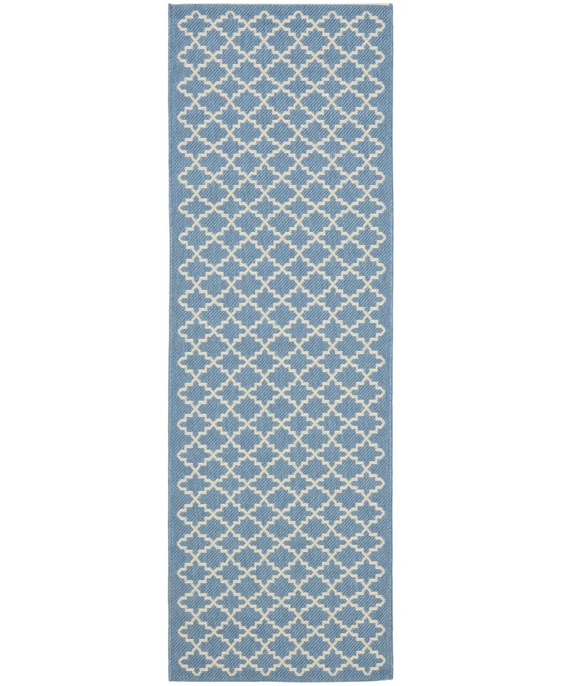 Safavieh Courtyard CY6919 Blue and Beige 2'3" x 16' Sisal Weave Runner Outdoor Area Rug