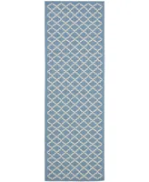 Safavieh Courtyard CY6919 Blue and Beige 2'3" x 16' Sisal Weave Runner Outdoor Area Rug