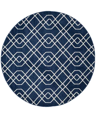 Safavieh Amherst AMT407 Navy and Beige 7' x 7' Round Area Rug