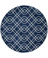 Safavieh Amherst AMT407 Navy and Beige 7' x 7' Round Area Rug