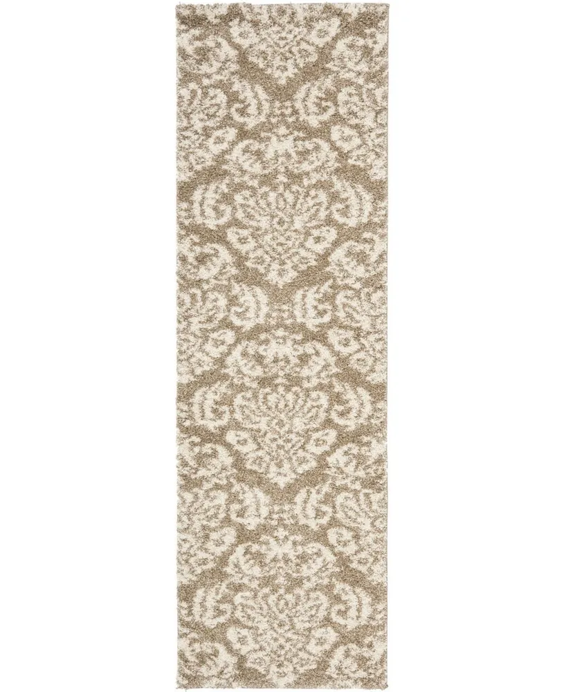 Safavieh Florida Shag SG460 Beige and Cream 2'3" x 15' Runner Area Rug