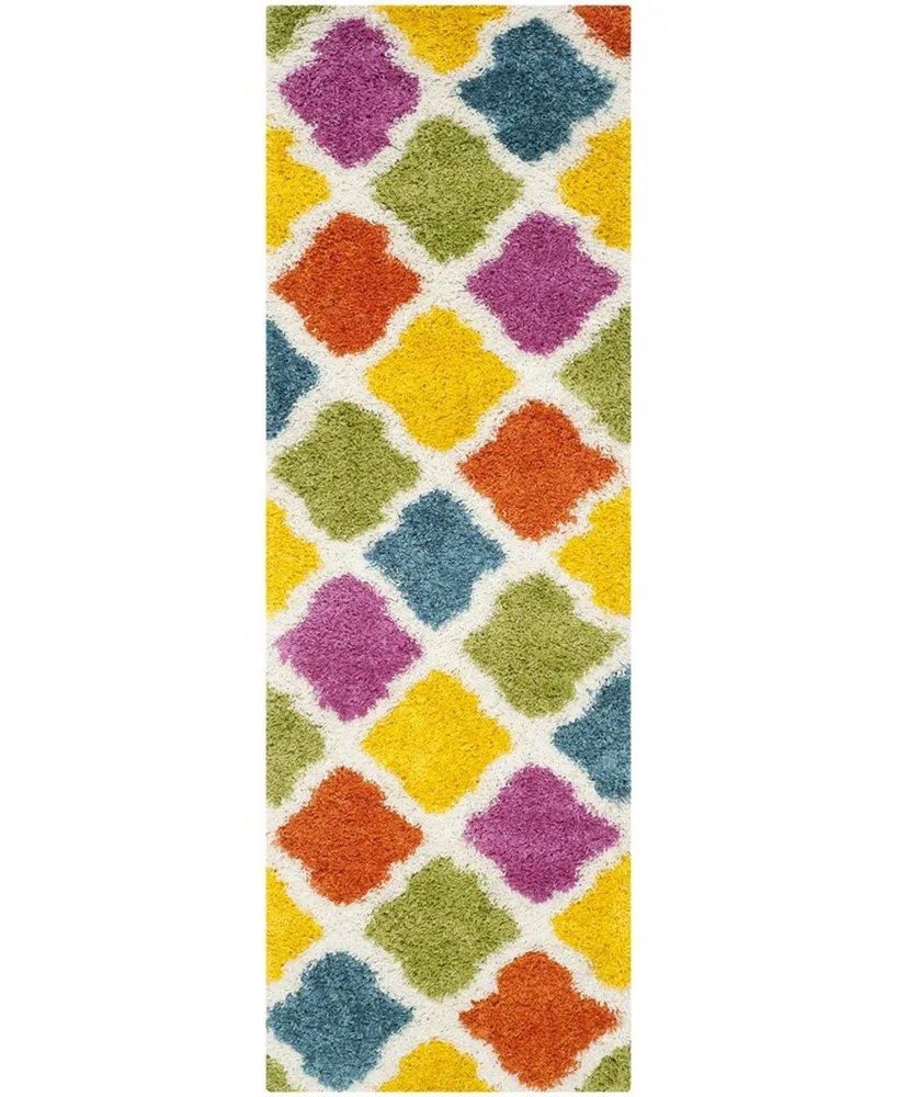 Safavieh Shag Kids SGK562 Ivory and Multi 2'3" x 9' Runner Area Rug