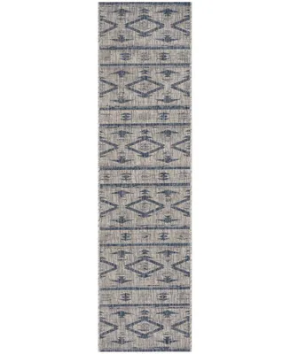 Safavieh Courtyard CY8863 Grey and Navy 2'3" x 10' Sisal Weave Runner Outdoor Area Rug