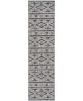 Safavieh Courtyard CY8863 Grey and Navy 2'3" x 10' Sisal Weave Runner Outdoor Area Rug