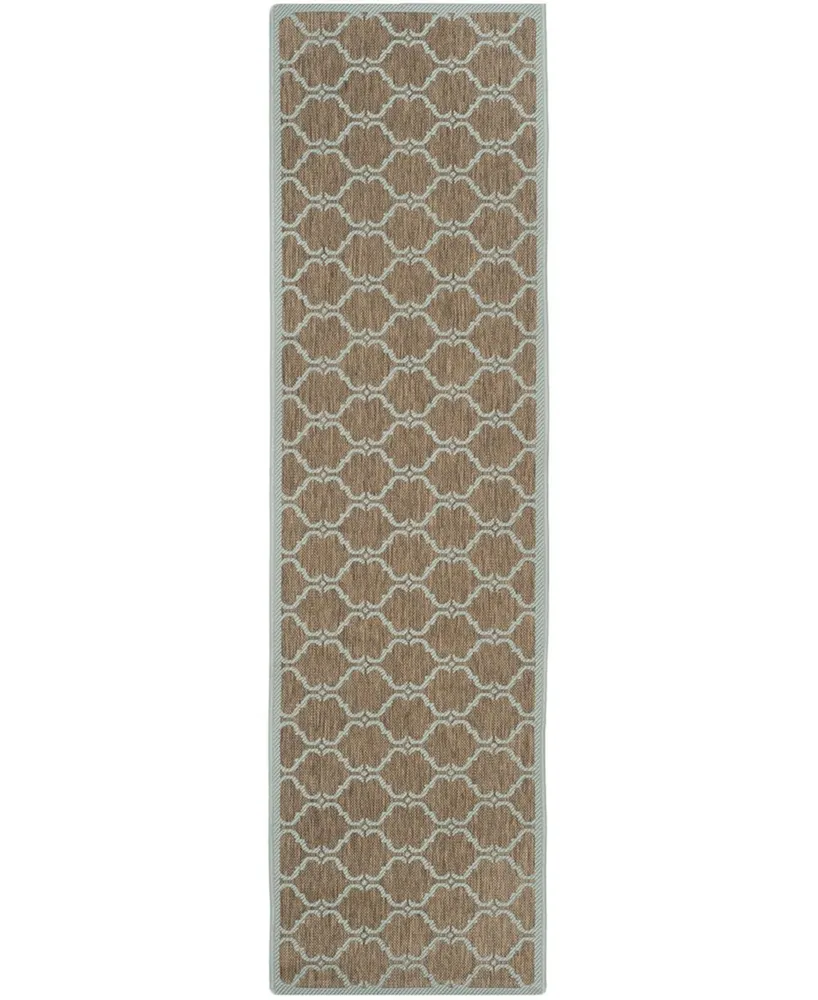 Safavieh Courtyard CY6009 Brown and Aqua 2'3" x 12' Sisal Weave Runner Outdoor Area Rug