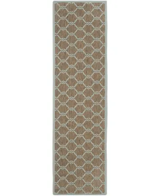 Safavieh Courtyard CY6009 Brown and Aqua 2'3" x 12' Sisal Weave Runner Outdoor Area Rug