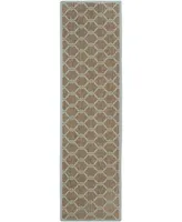 Safavieh Courtyard CY6009 Brown and Aqua 2'3" x 12' Sisal Weave Runner Outdoor Area Rug