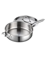 Cooks Standard Classic Stainless Steel Saute Pan 11-inch, 5 Quart Induction Cookware Deep Frying Pan Cooking Skillet with Lid, Stay-Cool Handle