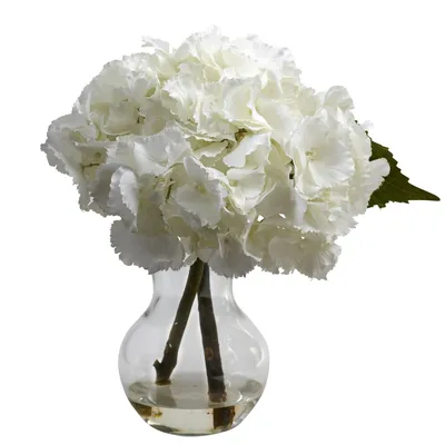 Nearly Natural Blooming Hydrangea w/ Vase Arrangement