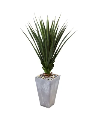 Nearly Natural 5' H Spiked Artificial Agave in Cement Planter