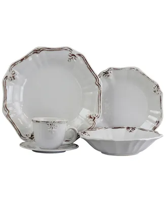 Elama Fleur De Lys 20 Piece Dinnerware Set in White