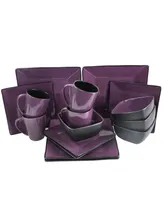 Elama Mulberry Loft 16 Piece Modern Premium Stoneware Dinnerware Set